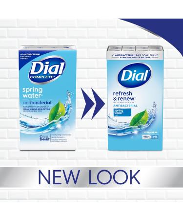 Dial Antibacterial Bar Soap - Refresh & Renew Spring Water 4 oz (Pack of 8) - Effective Germ Protection | International Shipping Available - Buy Online on GoSupps.com