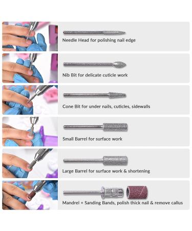 AW 30000RPM Electric Nail Drill Kit for Acrylic Nails - Manicure Pedicure Tool with 6 Bits - Pink - Buy Online on GoSupps.com