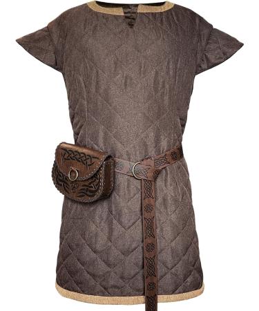Hiifeueuer Medieval Costume Tunic with Vintage Belt & Bag | Mercenary Knight Armor | Renaissance LARP Cosplay Set for Ren Faire & Halloween (XL Braun) - Buy Online on GoSupps.com