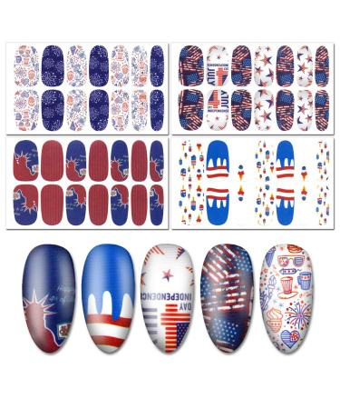 SILPECWEE 4th of July Nail Polish Strips - Independence Day Nail Stickers for Women | Full Nail Wraps with Adhesive Gel - Includes 16 Sheets & 1 Nail File - Buy Online on GoSupps.com