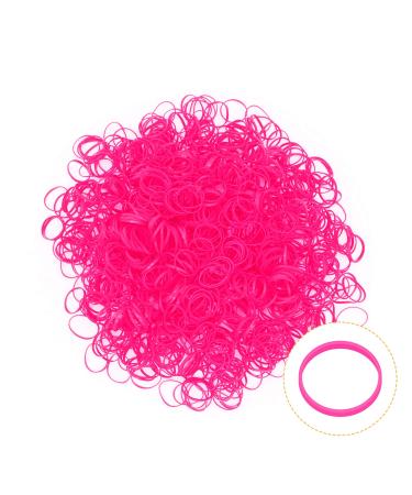 KUFUNG Elastic Hair Bands Non-slip Rubber Hair Ties for Girls Soft Elastic Bands for Kid Hair Braids Hair (S Fluorescent Pink) Small (Pack of 1) Fluorescent Pink