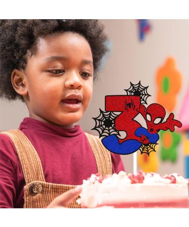 1Pcs Spider Man Party Cake Toppers Happy Birthday Party Supplies Decorations Perfect for Children's 3th Birthday Party - Buy Online on GoSupps.com