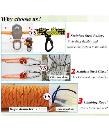 ZENGSUSU Dog Tie Out Cable 30ft for Large Dogs Up to 300LB Long Dog Lead Kit with Trolley System Runner Cable and 4ft Bungee Leash for Camping/Yard/Outside (30ft Reflective-10mm) - Buy Online on GoSupps.com