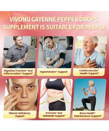 Cayenne Pepper Drops Supplement Liquid + Liposomal Tech 98% Absorption Supports* Leg Vein Heart & Blood Vessel* Health + Vitamin E D3+K2 & Extracts of Grape Seed Hawthorn Beetroot Berberine - Buy Online on GoSupps.com