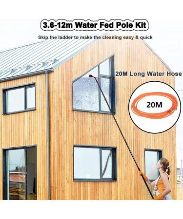 Water Fed Pole Kit Window Cleaning Brush with Extended Handle and Water Hose Window Cleaning Kit with Extension Pole High Window Cleaning Kit Telescoping Pole 30cmbrush-30FT/9M 30FT/9M 30cmbrush - Buy Online on GoSupps.com