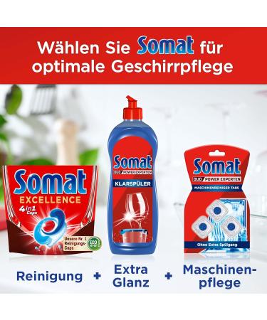 Somat Excellence 4-in-1 Caps (2 x 44 Caps) Quick-Dissolving Dishwasher Tablets Somat Caps for Excellent Cleaning and Shine even in the Eco Program and at Low Temperatures 44 Count (Pack of 2) - Buy Online on GoSupps.com