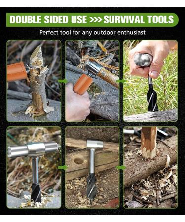 Survival Settlers Tool: Bushcraft Hand Auger Wrench for Camping - Wood Auger Drill Bit & Peg Maker Multi Tool with Sheath - Buy Online on GoSupps.com