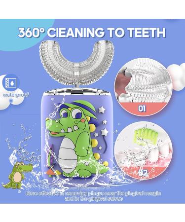 Kids Electric U-Shaped Toothbrush | 6 Cleaning Modes | Smart Reminder | IPX7 Waterproof | Ultrasonic Baby Toothbrush with 4 Brush Heads | Blue | Age 2-7 - Buy Online on GoSupps.com