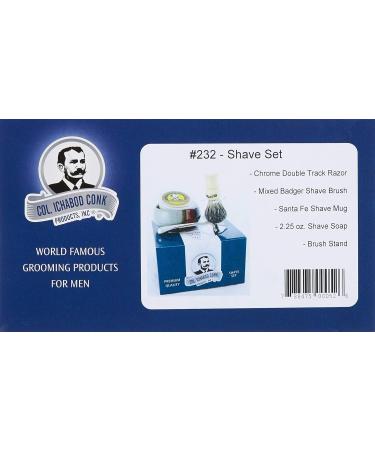 Colonel Conk Model 232 Santa Fe Shave Cup Set | Premium Mixed Badger Brush Chrome Razor & Soap for Luxurious Shaving - Buy Online on GoSupps.com