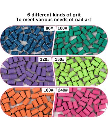 Rolybag Sanding Bands for Nail Drill 240 Pieces 3 Color Coarse Fine Grit Efile Sand Set 80#120#180#240# 2 Pieces 3/32 Inch Nail Drill Bits for Manicures and Pedicures (302 Piece Set) - Buy Online on GoSupps.com