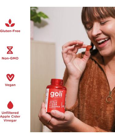 Goli Nutrition Apple Cider Vinegar Gummies 500mg | Vegan Gluten-Free Gelatin-Free | 30 Count - Laboratory Tested Non-GMO - Buy Online on GoSupps.com