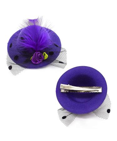 AUEAR 12 Pack Mini Hat Hair Clip with Faux Feather - 6 Colors Fashion Hair Accessories for Decoration - Style A - Buy Online on GoSupps.com
