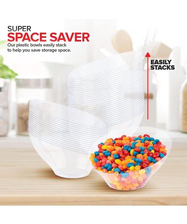 Set of 4 Medium Clear Plastic Serving Bowls - Disposable Candy Dishes for Parties and Office Desks - 20 Oz Buffet Containers for Snacks and Salad Bars - Buy Online on GoSupps.com