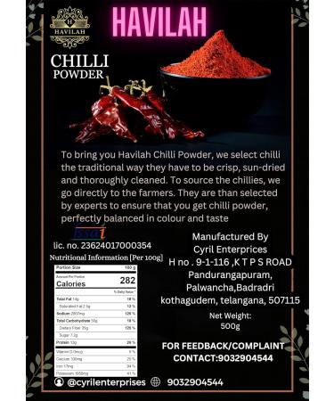 Havilah Chilli Powder/Chilly Powder | Lal Mirchi/Karam/Kara Powder | 475 g | No Added Preservatives & Colours - Buy Online on GoSupps.com