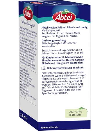 Abbey Cough Juice with Marshmallow & Honey | Alcohol-Free Lactose-Free Gluten-Free | Soothes Irritated Throat & Cough - 120ml - Buy Online on GoSupps.com