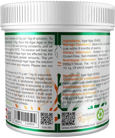 Premium Quality Agar Agar Powder 500g - Vegan Gelatine for Vegan's & Vegetarian's - Non GMO, Gluten Free - European Made - Recyclable Container - Buy Online on GoSupps.com