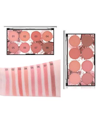 8 Colors Rouge Palette - Bright Shimmer & Matte Blush Powder | Professional Contour & Highlight Makeup with Brush - Buy Online on GoSupps.com