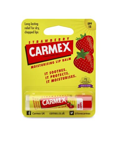 CARMEX Strawberry SPF15 Lip Balm Stick (4.25g) Softens and Hydrates Lips