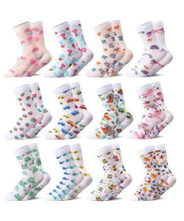 Threlaco 12 Pairs Eczema Socks for Kids Cotton Soft Foot Eczema Cute Socks for Sensitive Irritated Skin Overnight Children Aged 4-7
