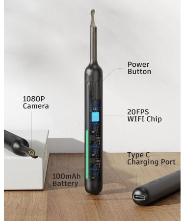 Ear Wax Removal Kit with 1080P Ear Camera & 6 LED Lights - Safe Non-detachable Ear Pick Tool Set - Buy Online on GoSupps.com