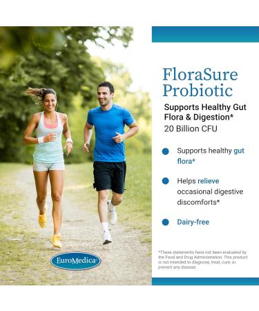 EuroMedica FloraSure Probiotic - Digestion Supplement to Aid Against Occasional Bloating & Support Gas Relief - Gut Health Support Supplement with Bifidobacterium Bifidum - 30 Capsules - Buy Online on GoSupps.com