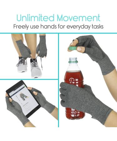 Arthritis Gloves with Grips - Textured Fingerless Compression for Men & Women - Relief for Rheumatoid & Osteoarthritis - Arthritic Joint Pain Relief - Medium Size - Buy Online on GoSupps.com