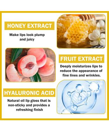 Hydrating Peach Lip Oil - Plumping Gloss Long Lasting Nourishing Care Non-Sticky Lip Glow - Perfect Gift for Women - Buy Online on GoSupps.com