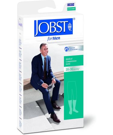 JOBST forMen Knee High Compression Socks - 20-30 mmHg Ribbed Open Toe Large Full Calf Black | International Shipping Available - Buy Online on GoSupps.com