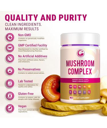 Premium Lion s Mane Supplement Capsules Morning Mushroom Blend with Cordyceps Chaga Ginseng & Vitamins Adaptogenic Energy Supplement with Probiotics Focus & Brain Support 90 Vegan Capsules - Buy Online on GoSupps.com