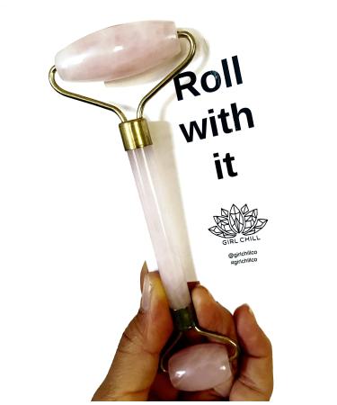 SALE EXTENDED! | Rose Quartz Roller for Face | Rose Quartz | Rose Quartz Roller Massager | Pink Jade Roller Pink 100% Natural Rose Quartz Facial Massager by Girl Chill