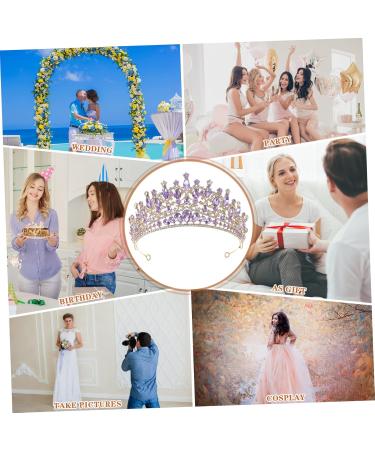 WATIIFUFU Bridal Crown Bridal Hair Decor Bride Headband Rhinestone Decor Bridal Headpiece Bridal Rhinestone Crown Hair Accessories for Brides Bridal Headwear Women Headdress Purple Alloy - Buy Online on GoSupps.com