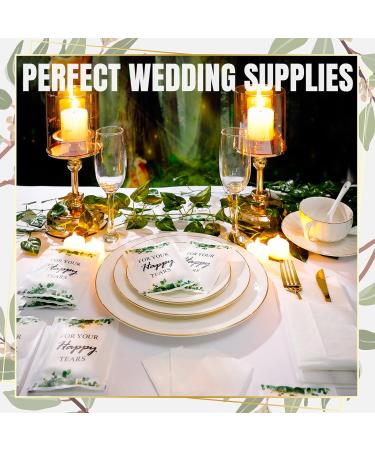 Eucalyptus Wedding Tissues - 100 Packs of 3 Ply Facial Tissues for Guests | Bulk Happy Tears Tissue Packs for Wedding Party - Buy Online on GoSupps.com