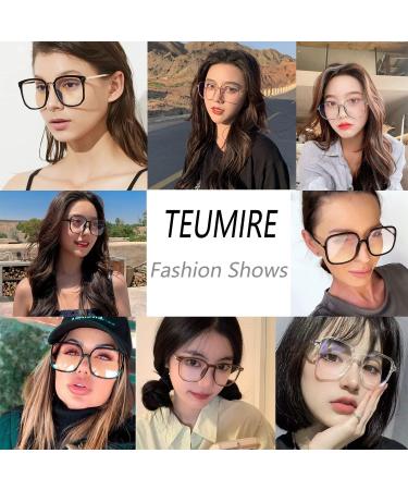 Oversized Square Blue Light Blocking Glasses for Men & Women - TR90 Ultralight Nerd Frames - Clear Lens Computer Eyewear - 54mm Transparent Design - Buy Online on GoSupps.com