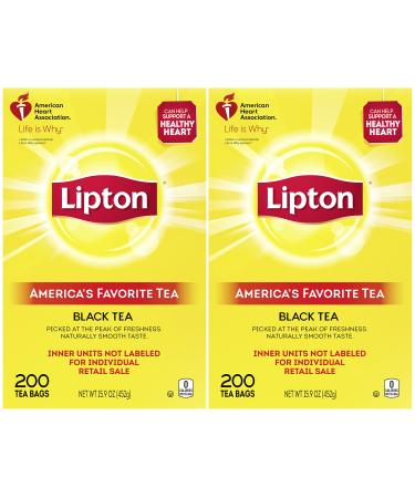 Lipton Tea Bags For A Naturally Smooth Taste Black Tea Iced or Hot Tea That Can Help Support a Healthy Heart 2x200 count tea bags 31.9 oz 200 Count (Pack of 2)