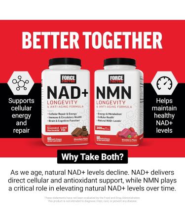 Force Factor NMN Longevity & Anti-Aging Nicotinamide Mononucleotide NAD+ Support Cellular Health Cellular Repair Energy Metabolism Strawberry 60 Soft Chews - Buy Online on GoSupps.com