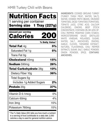 HMR Turkey Chili with Beans - 8 oz Ready to Eat Meals | 6-Pack - Buy Online on GoSupps.com