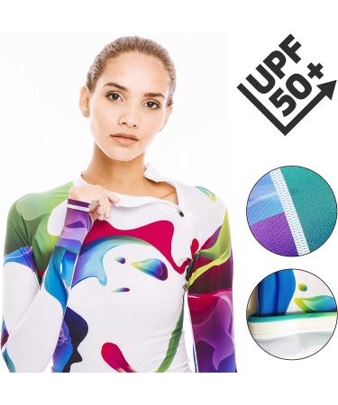 Women's Long Sleeve Rash Guard Swim Shirt UPF 50+ Rainbow - XX-Large - Buy Online on GoSupps.com