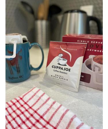 CuppaJoe Coffee Roasters Single Serve Pour Over Brazil Seven Falls Medium Roast Ground Coffee Filter Packs 8 x 18g - Buy Online on GoSupps.com