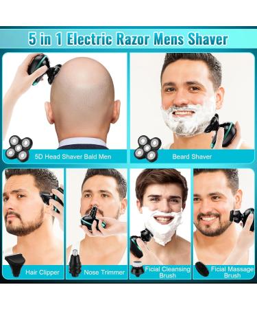 5D Electric Head Shaver for Bald Men - Dolodomy Waterproof 5-in-1 Razor with LED Nose Hair Trimmer & Face Brush - Buy Online on GoSupps.com