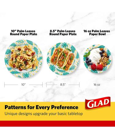 Glad Disposable Palm Leaf Design 8.5 Inch Paper Plates - 50 Count Pack - Buy Online on GoSupps.com