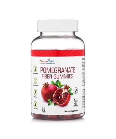 Pharmvista Pomegranate Fiber Gummies 100mg - Gluten Free Vegan Pomegranate Supplement Rich in Dietary Fiber - 90 Gummies