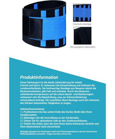 Webviktory Back Ribbon Support Belt | Lumbar Pain Relief & Posture Correction for Men & Women | XXL (110-123 cm) Blue - Buy Online on GoSupps.com