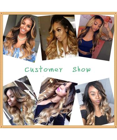 Ombre Body Wave Human Hair Bundles with Closure - Brazilian 3 Bundle Set (12 14 16) + 10 Inch T1B/4/30 - Weave Hair Extensions - Buy Online on GoSupps.com