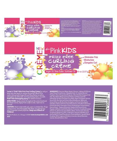 Luster's Pink Kids Frizz-Free Curling Creme 8 oz with Argan Oil, Shea Butter & Sunflower Oil - Buy Online on GoSupps.com