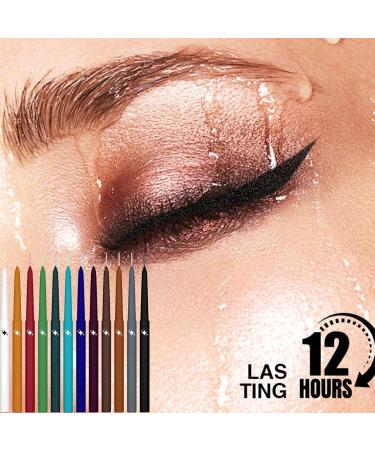 Glitter Eye Liner Set | 12 Colors Eye Shadow Pencils - Makeup Colors Waterproof Eye Liners Long Lasting and Sweatproof Eye Colors for Women - Buy Online on GoSupps.com