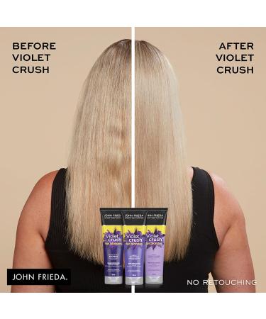 John Frieda Violet Crush Intense Brass Fighting Duo Intense Purple Shampoo + Conditioner Set with crushed violet pigments | Hair Toner for Brass in natural colour-treated and platinum blonde hair - Buy Online on GoSupps.com