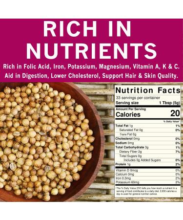 Spices Village Whole Coriander Seeds (8 oz) - All Natural Indian Spice for Cooking, Pickling, BBQ - Kosher, Gluten Free, Non GMO - KETO Friendly - Buy Online on GoSupps.com