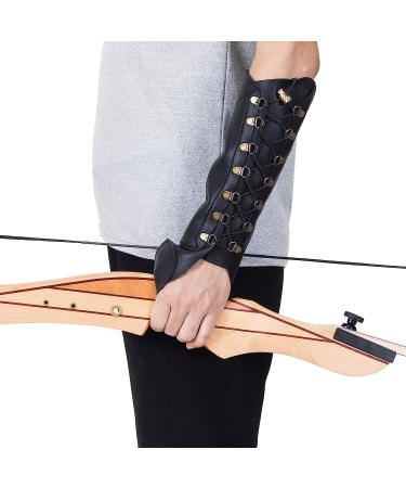 Windfulogo PU Leather Archery Arm Guard - Black | Hand Protector Brace for Longbow Hunting and Shooting - Buy Online on GoSupps.com