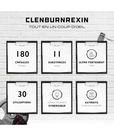 Clenburnrexin - Ultra High Dosage - 180 Capsules - Citrus Aurantium + Green Tea Extract + Garcinia Cambogia + Caffeine + Acetyl L-Carnitine + Green Coffee - High Dose - Vegan - Buy Online on GoSupps.com