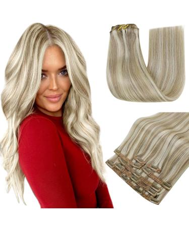 Runature 30cm real hair clip in extensions ash brown with platinum blonde remy hair recovery real hair clip 100g extensions clip in short real hair blond #8p60 30cm-7PCs #8P60